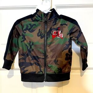 Nike Jordan Zip Up Jacket Green Camo and Black Detail Size 12 months